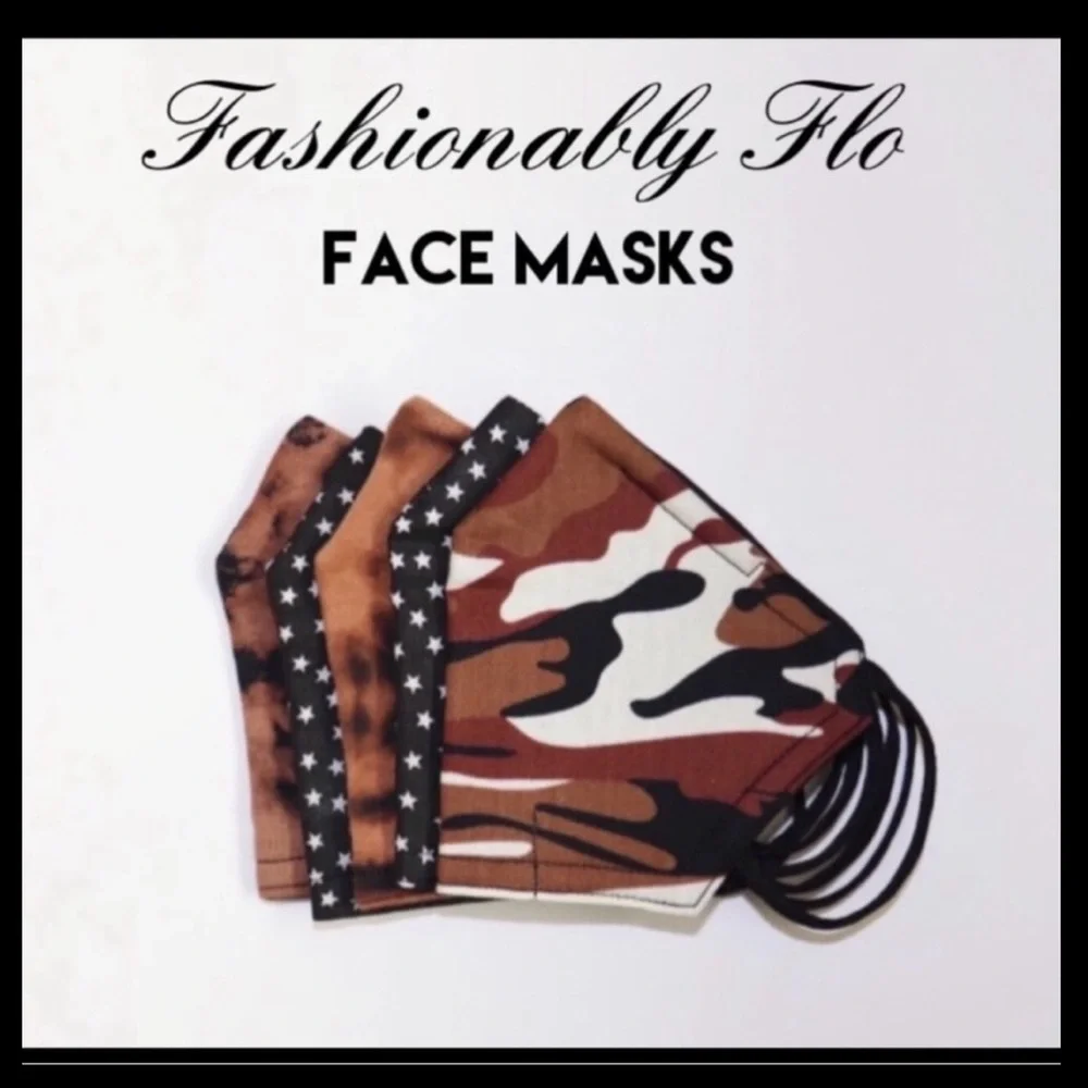 Gray bleach dyed custom 3 layer reversible face mask